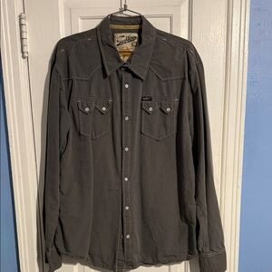 Tank FarmMen's Gray Casual Pearl Snap Button Down Shirt